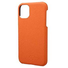 【GRAMAS】iPhone 11 / iPhone XR ケース 6.1"インチ 本革 背面 German Shrunken-calf Genuine Leather Shell Case 耐衝撃 ワイヤレス充電 オレンジ