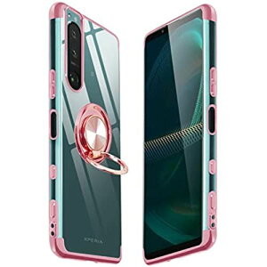 Xperia5 III �P�[�X �N���A �����O�t�� SO-53B, SOG05 �ϏՌ� Sony Xperia5iii �J�o�[ �����O ���� �X���� TPU ���^ ���b�L���H �\�t�g �V���R�� �X�^���h�@�\�t�� Sony Xperia 5 III ���[�Y�S�[���h