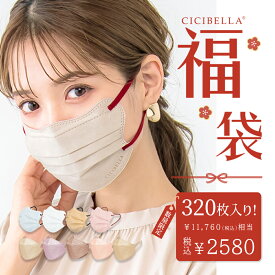 【新春福袋2024】「数量限定」 CICIBELLA大人気立体バイカラーマスク 福袋32袋セット 血色マスク 不織布 くちばし マスク 不織布マスク 立体マスク 3Dマスク カラーマスク おしゃれマスク 人気アイテム入り もりもり盛り沢山の計32袋マスク福袋 320枚入り冬用