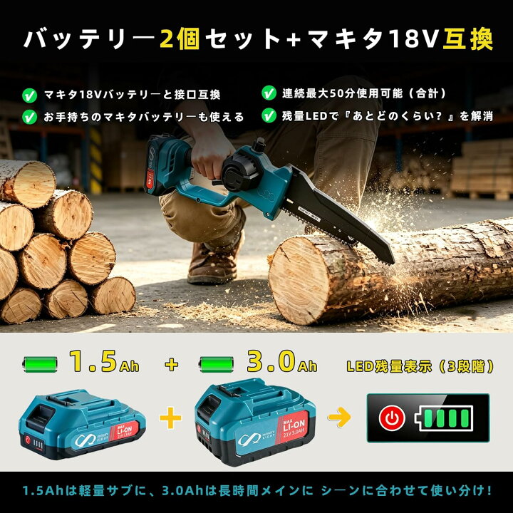 楽天市場】高枝チェーンソー 充電式 剪定バサミ 電動 高枝切りバサミ 