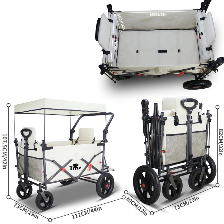 楽天市場】TMZ ２WAYハンドル＆２席長物対応キャリーワゴン 、折り畳みアウトドアワゴン、シートベルト付き座席多機能カート、荷室拡張可能、 フロントハンドル+リアプッシュハンドル、四輪取り外し可能、ストッパー付き 耐荷重120kg : Tmz Outdoor Products Shop