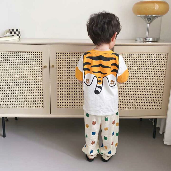 楽天市場 夏服 Tシャツ キッズ Tシャツ 半袖 トップス タイガー ウサギ シャツ 幼稚園 小学生 子供服 シャツ 男の子 女の子 おしゃれ 可愛い ファッション 子ども シンプル 着回し 合わせやすい 春 夏 兄弟 韓国 子供服 90 100 110 1 130