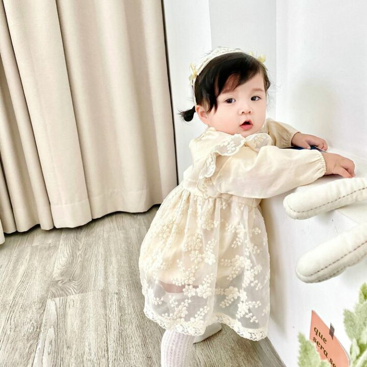 楽天市場】ベビードレス 長袖 ベビー服 結婚式 ワンピース セレモニー 