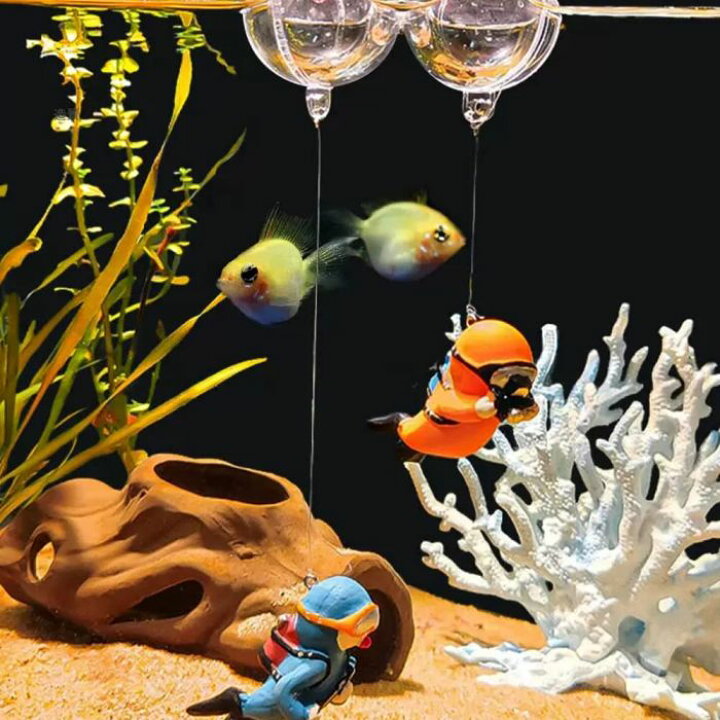 楽天市場】アクアリウム 水槽 ダイバー 装飾 4点セット 水槽用 