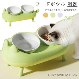 猫 フードボウル 陶器 スタンドセット 猫型台 お皿 黒い顎防止 耐高温耐油 小型犬 食器 高さ調整 傾斜15° ボウル直径14cm 食器台 脚付き 餌 水入れ 取り外し可 ネコボウル グリーン ペットボウル えさ皿 餌皿 取り外し 食べやすい 可愛い 給食器 高齢犬 高齢猫 水飲み