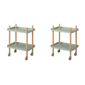 ワゴン 2D PW-52 2つセット // ワゴン 2段 2D 2個セット マルチワゴン キッチンワゴン サイドテーブル ナイトテーブル ベッドサイド キャスター トレー 木製 天然木 ナチュラル かわいい 収納棚