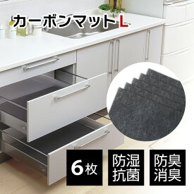 アートのカーボンマット L(6枚入) 引き出しマット 防臭 静電気防止シート 食器シート 防カビ 防湿シート 防ダニ 調湿 抗菌 アートショッピング CARBON 調湿 マット 国産 快適 安心 靴箱 棚下 食器棚 湿気 便利 サイズ 安全 シート 炭 引越し 新居 新築