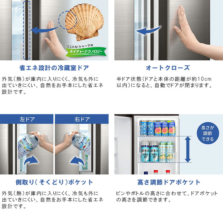楽天市場】SHARP シャープ 冷蔵庫 大型 両開き プラズマクラスター 