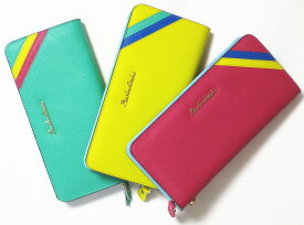 【セール！】本牛革 配色 マルチカラー レディース財布 長財布 ラウンドファスナー長財布 財布レディース