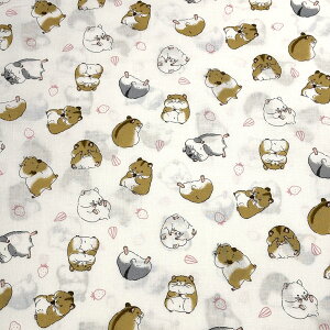 生地 【 ハムスター アニマルPT 3色 】 シーチング生地 ハムスター柄 110cm巾 綿100% コットン 薄手 バッグ ポーチ クッションカバー エプロン レッスンバック 巾着 ランチョンマット インテリ