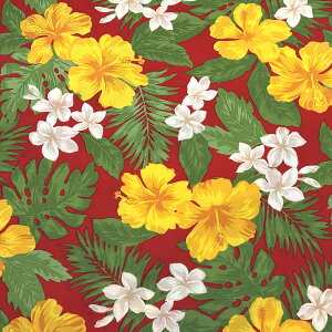 生地 【 ハワイアン ハイビスカス 6色 】 ブロード 110cm巾 ハワイアン生地 綿混生地 ハワイ柄 花柄 ハイビスカス プルメリア モンステラ 南国 薄手 フランダンス用品 シャツ ブラウス ワンピ