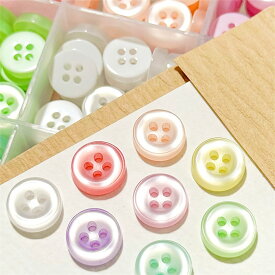 【マラソン期間P5倍】 ボタン 【 クリアパステルボタン 11mm 5個入 】 丸ボタン くすみ色 くすみカラー 定番 ぼたん 釦 ジャケット コート シャツボタン ブラウス 袖口 襟 ワンポイント 目印 衣服 入園 入学 新学期準備 保育園 幼稚園 レ
