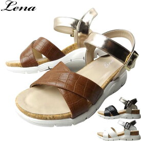 Lena TSJ396 レディース サンダル ストラップ フラットソール 白底 ぺたんこ ローヒール クロスデザイン アウトレット プチプラ 旅行 デート お出かけ 主婦 学生