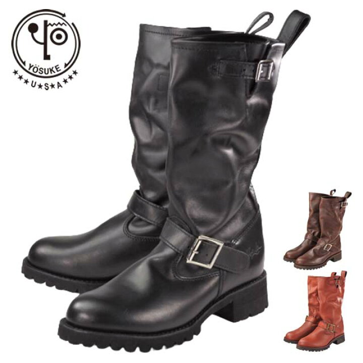 楽天市場 Yosuke ヨースケ エンジニアブーツ ミドル ハーフ丈 本革 レザー 軽量 防滑 傷加工 ロック ハード バンギャ バイク ライブ 旅行 デイリー 定番 靴のトアレ