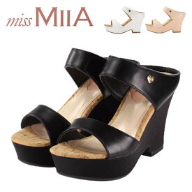 missMIIA MA5501 ミスミーア ミュール サンダル ウェッジソール 厚底 ヒール オープントゥ 合わせやすい 履きやすい 美脚 黒 白 ハート プチプラ 安い
