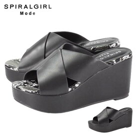 SPIRALGIRL スパイラルガール SG1008 サンダル ミュール ウェッジソール ギャル 厚底 履きやすい 合わせやすい 脚長 美脚 盛れる 黒 ブラック パイソン