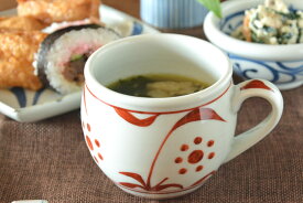 【砥部焼 梅山窯】赤太陽の丸ミルクカップ