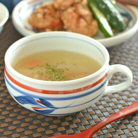 【砥部焼 梅山窯】みつ葉のふっくらスープカップ