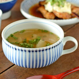 【砥部焼 梅山窯】とくさ柄のふっくらスープカップ
