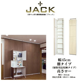 【アウトレット】奥行19cm天井つっぱり薄型壁面収納 JACK ジャック 幅45cm 棚タイプ 高さロー