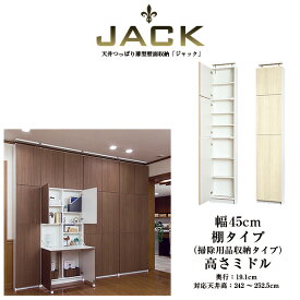 【アウトレット】奥行19cm天井つっぱり薄型壁面収納 JACK ジャック 幅45cm 棚タイプ 高さミドル