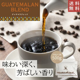 【 送料無料 】 グァテマラブレンド 500g (250g×2袋)【豆・粉選べます】ガテマラ コーヒー コーヒー豆 珈琲 コロンビア ブラジル インドネシア 芳ばしい チョコレート ナッツ 甘味 ハンドドリップ ペーパードリップ フレンチプレス 水出しコーヒー ダートコーヒー