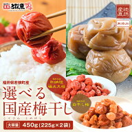 【数量限定★緊急再入荷】無添加 国産 訳あり 梅干し 選べる2種 450g(225g×2袋) 塩分18〜20％ 産地直送 …