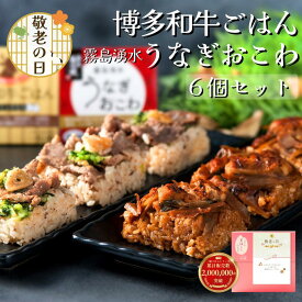 敬老の日 ギフト プレゼント 霧島湧水うなぎおこわ と 博多和牛 ごはん 6個 セット (各3個) 一粒庵 公式 おこわ うなぎ 鰻 国産 鹿児島 おこわ うなぎおこわ 博多和牛 和牛 季節の贈り物 誕生日 誕生日プレゼント 御礼 お礼 御祝 お祝い 御祝 内祝い 内祝 祝い膳 早割