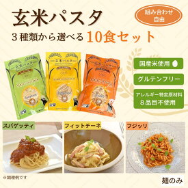グルテンフリー 玄米 パスタ 自由に選べる10食セット｜小麦粉不使用 健康 ヘルシー 半生麺 フィットチーネ フジッリ スパゲッティ 熊本県産 寸志 御礼 御中元 お中元 夏ギフト お誕生日 母の日 父の日 敬老の日 内祝 御礼 お礼 お歳暮 御歳暮