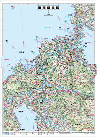 福岡県全図(地図)ポスター(B1判)【2022年版】表面ビニールコーティング加工※水性ペンが使えます