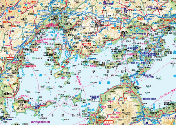 楽天市場 中国四国全図 地図 ポスター ｂ1判 23年最新版 表面ビニールコーティング加工 水性ペンが使えます 地図の店とうぶんしゃ 楽天市場店