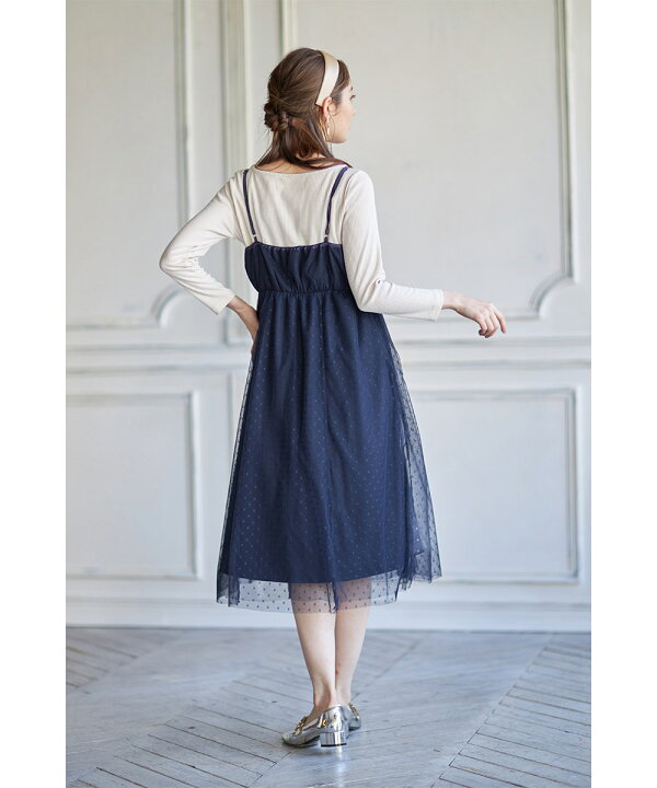 楽天市場 着回しも楽しめるリブカットソー ドットチュールキャミワンピースのセット Funel フューネル Tocco Closet トッコクローゼット レディース ラベンダー ネイビー Tocco Onepiece Collection ｔｏｃｃｏ