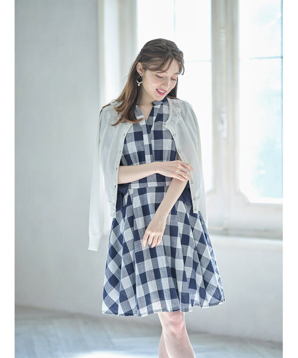 楽天市場 スキッパーギンガムチェックワンピース Lavance ラヴァンス Tocco Closet トッコクローゼット レディース ベージュ ネイビー ｔｏｃｃｏ