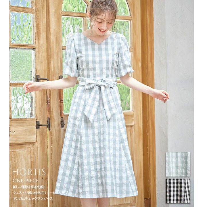 楽天市場 ウエストりぼん付きボリュームスリーブギンガムチェックワンピース Hortis ホーティス Tocco Closet トッコクローゼット レディース ミント ブラック Tocco S Gw Plan ｔｏｃｃｏ