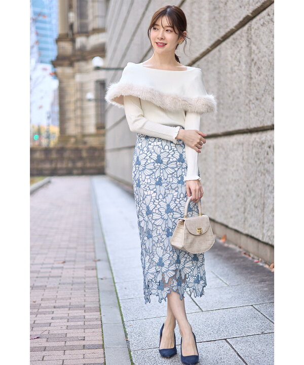 楽天市場】着る人のエレガンスを引き出す配色フラワーレースタイト  