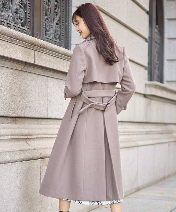 シーンを問わず心強い味方♪ベルト付きヨークデザインロングコート【remoul レモール】tocco closet(トッコクローゼット) アイボリー モカ ブラック グレイッシュピンク アイボリー tocco TOMORROW CLUB C1 48