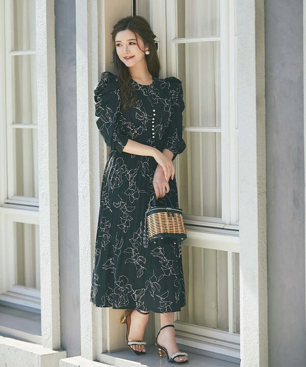 楽天市場】パール付きパワーショルダーラインフラワープリントワンピース【romanel ロマネル】tocco closet(トッコクローゼット) アイボリー ブラック : tocco