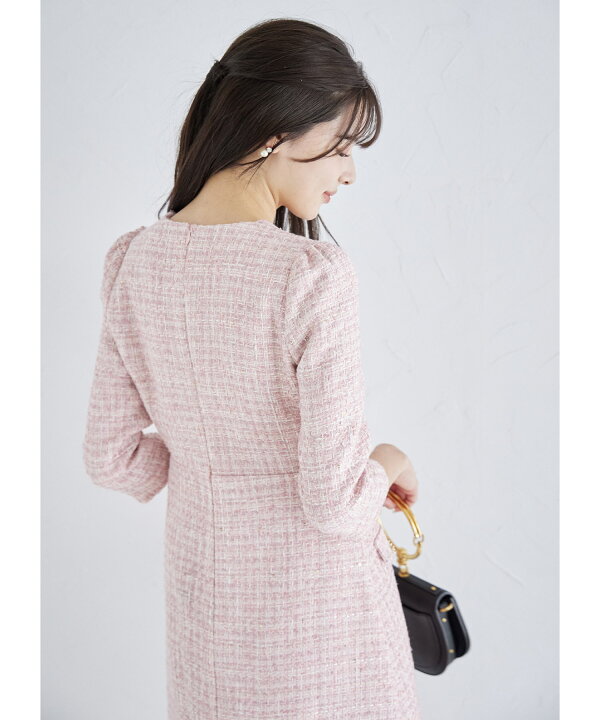 楽天市場】スノーフレーク飾り釦付きツイードワンピース【maread  