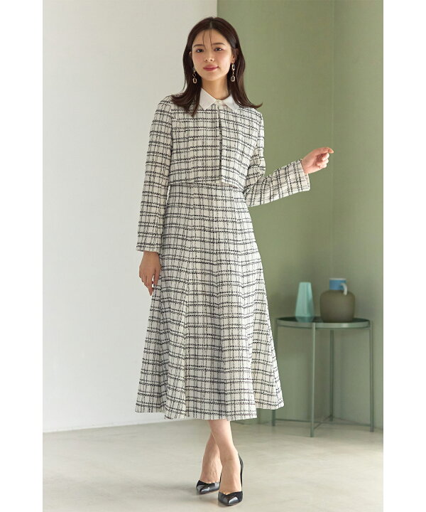 楽天市場】ショート丈ノーカラーツイードジャケット×バックレース  