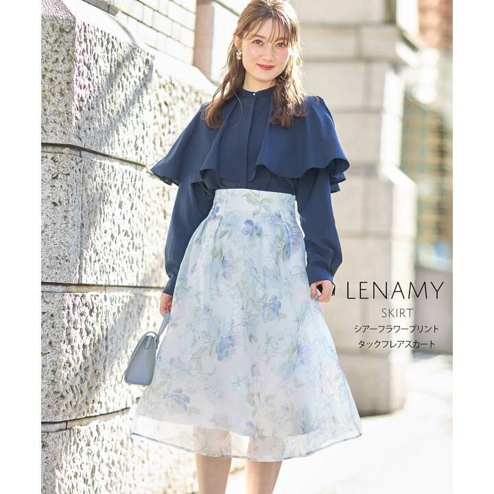 楽天市場】シアーフラワープリントタックフレアスカート【lenamy  