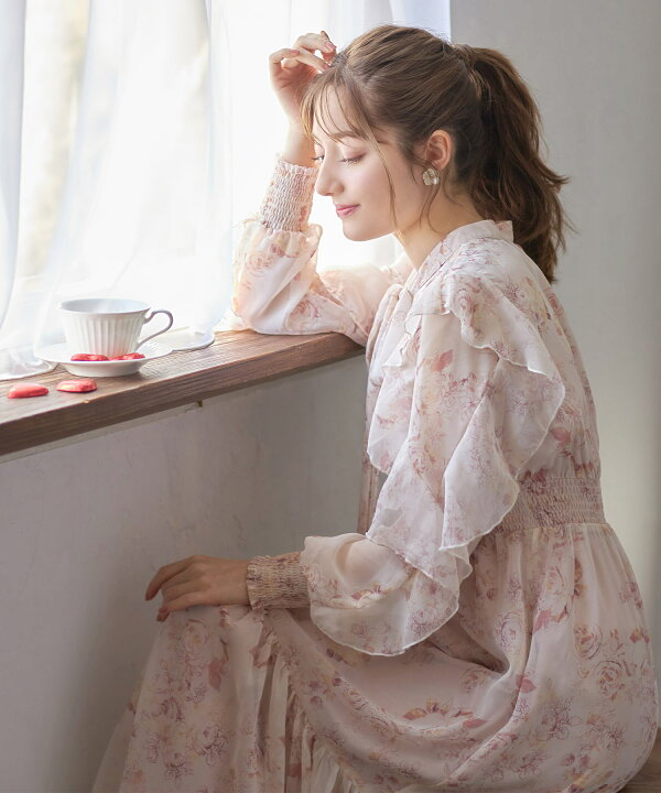 楽天市場】前後2WAYボウタイりぼん付きラッフルスリーブシアー  