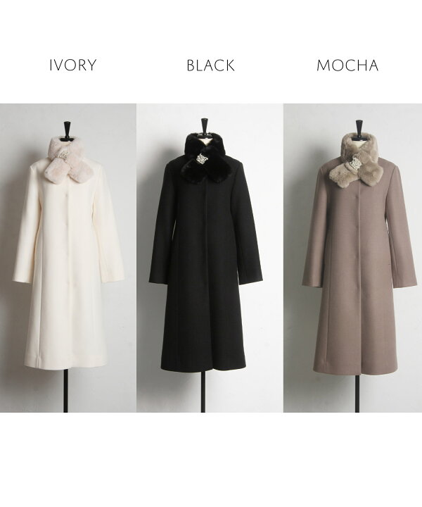 楽天市場】ファーティペット付きフェイクウールコート【sahlie 