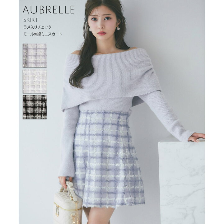 楽天市場】ラメ入りチェックモール刺繍ミニスカート【aubrelle 