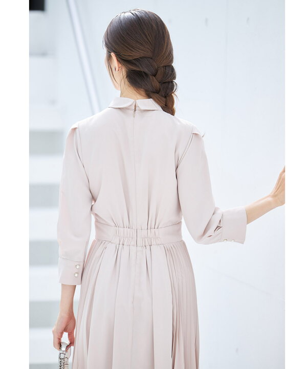 楽天市場】襟ビジュー付きサイドプリーツワンピース【aluity オリティ  