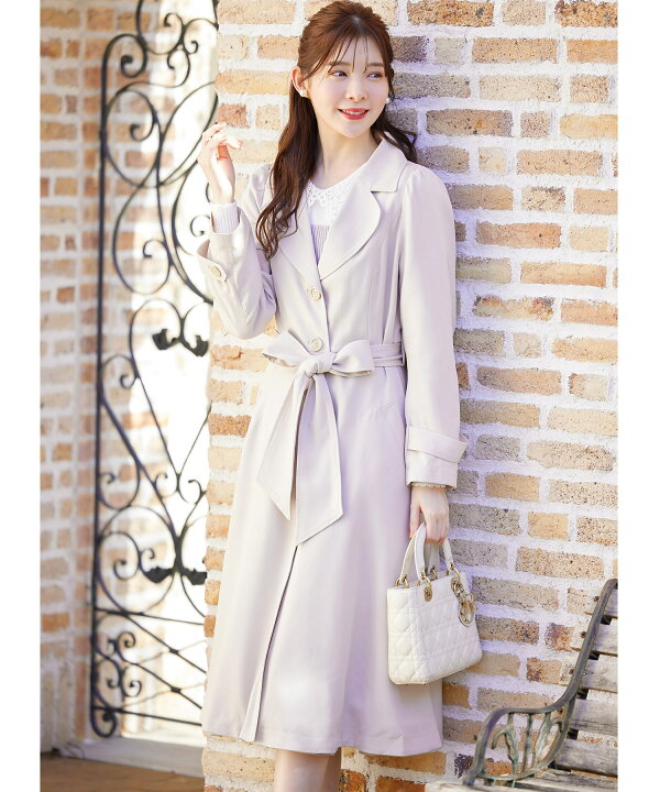 楽天市場】ウエストりぼん付きヨーク切り替えフレアトレンチコート  