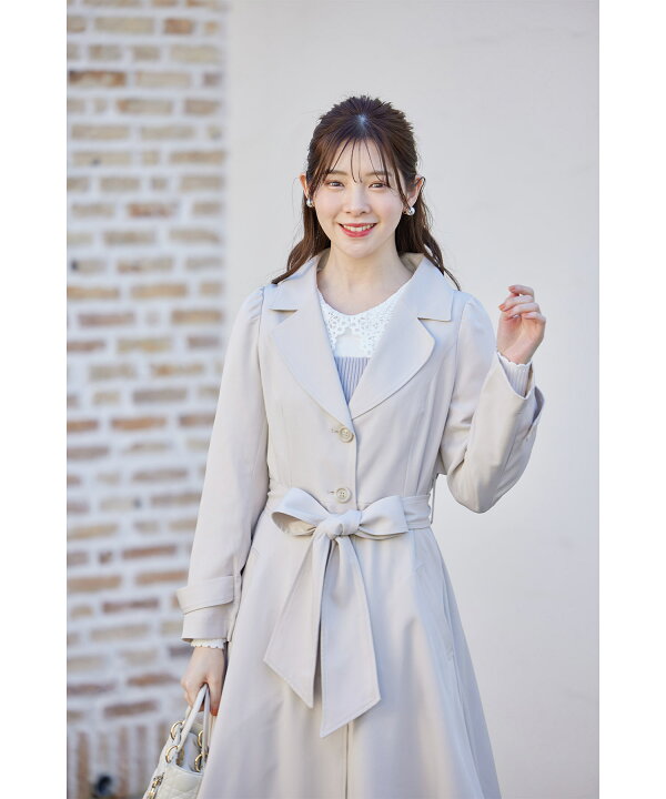 楽天市場】ウエストりぼん付きヨーク切り替えフレアトレンチコート  