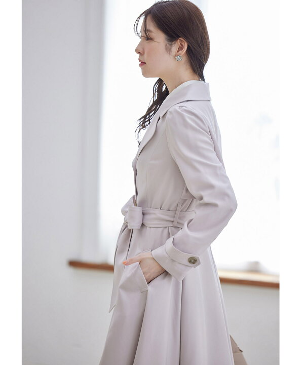 楽天市場】ウエストりぼん付きヨーク切り替えフレアトレンチコート  