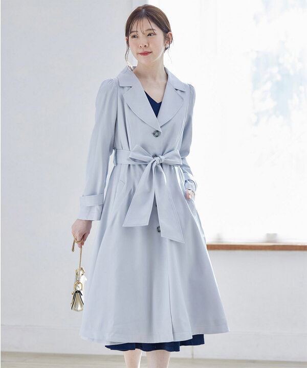 楽天市場】ウエストりぼん付きヨーク切り替えフレアトレンチコート  