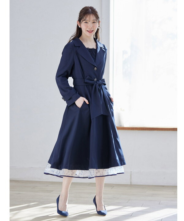 楽天市場】ウエストりぼん付きヨーク切り替えフレアトレンチコート  