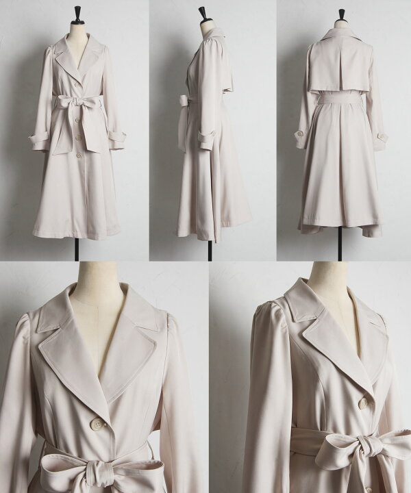 楽天市場】ウエストりぼん付きヨーク切り替えフレアトレンチコート  